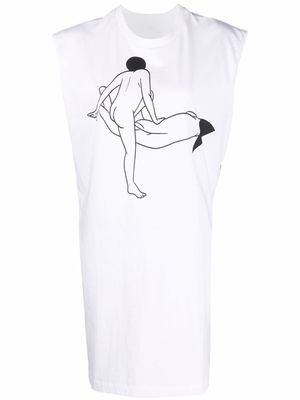 LEMAIRE x Tomaga robe imprimée à design sans manches - Blanc