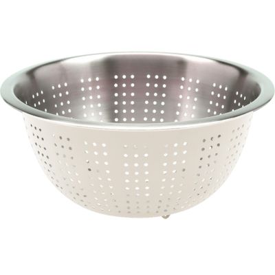 RVS keuken vergiet/zeef - afgieten etenswaren - creme wit - 24 x 11 cm