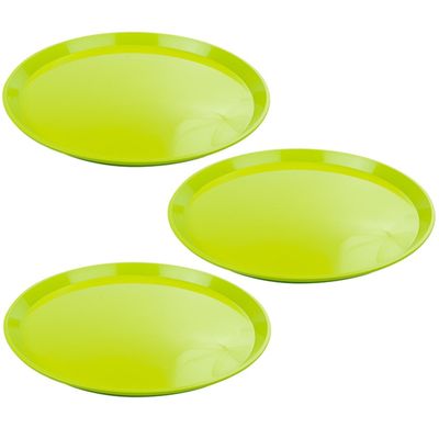 Set van 3x stuks groen rond dienblad/serveerblad van kunststof 34 cm