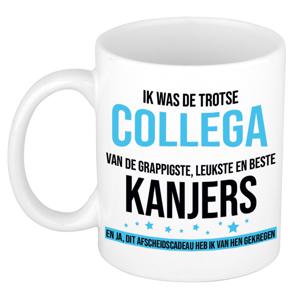 Cadeau koffie/thee mok voor collega - blauw - afscheid collega - keramiek - 300 ml