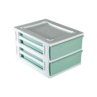 Ladeblokje/bureau organizer 2x grote lades - wit/mintgroen - L26 x B35 x H20 cm - kunststof - thumbnail