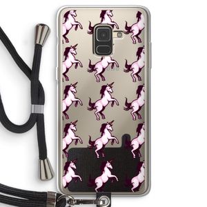 Musketon Unicorn: Samsung Galaxy A8 (2018) Transparant Hoesje met koord