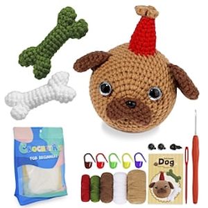 haakpakket voor beginners - haakstartpakket met video-tutorials, leer haakpakketten voor volwassenen en kinderen cartoon schattige basha hondenpop handgemaakte diy wollen gebreide tas van gehaakt Lightinthebox