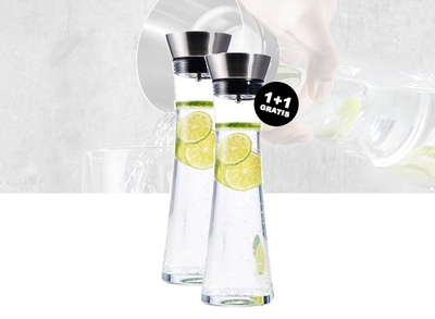 Waterkaraf - 1 Liter - Inclusief RVS Filter 1+1 Gratis