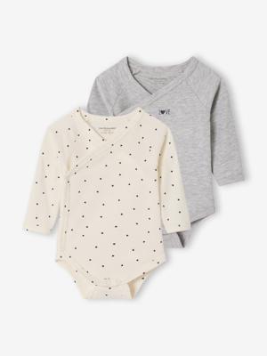 Set van 2 body's baby met lange mouwen ecru