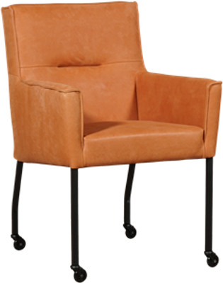 Oranje leren moderne eetkamerstoel Lucky - Kenia Leer Rost (oranje leer)