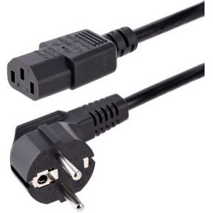 StarTech.com 1m Stroomkabel, 18AWG, EU Schuko naar C13 Voedingskabel, 250V 10A, Zwart, AC Vervangkab