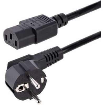 StarTech.com 1m Stroomkabel, 18AWG, EU Schuko naar C13 Voedingskabel, 250V 10A, Zwart, AC Vervangkab