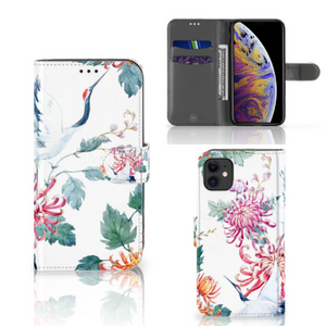 Apple iPhone 11 Telefoonhoesje met Pasjes Bird Flowers