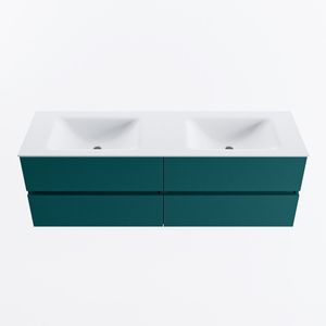 MONDIAZ VICA 150cm badmeubel onderkast Smag 4 lades. Wastafel CLOUD dubbel 2 kraangaten, kleur Talc.