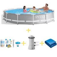Intex Zwembad - Prism Frame - 366 x 76 cm - Inclusief WAYS Onderhoudspakket, Filterpomp & Grondzeil