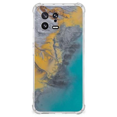 Xiaomi 13 Anti-Shock Hoesje Marble Blue Gold Xiaomi 13 Anti-Shock Hoesje Marble Blue Gold