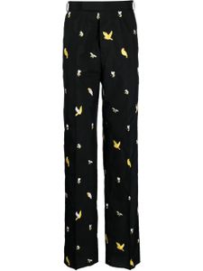 Thom Browne pantalon droit à motif Birds and Bees brodé - Noir