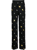 Thom Browne pantalon droit à motif Birds and Bees brodé - Noir