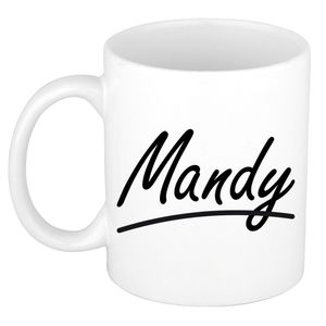 Naam cadeau mok / beker Mandy met sierlijke letters 300 ml