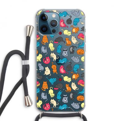 Kleurrijke katten: iPhone 12 Pro Max Transparant Hoesje met koord