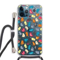 Kleurrijke katten: iPhone 12 Pro Max Transparant Hoesje met koord