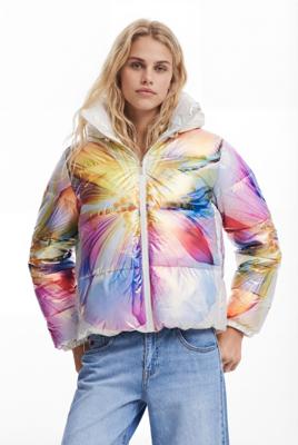 Gewatteerde bloemenjas - YELLOW - L