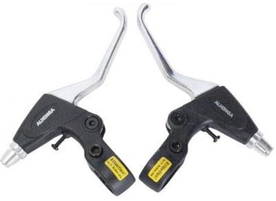 Alhonga remgreep set v-brake links + rechts 3-vingers zwart/zilver
