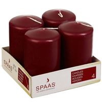 4x Kaarsen bordeaux rood 5 x 8 cm 12 branduren sfeerkaarsen   -