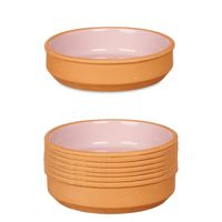 Set 8x tapas/creme brulee serveer schaaltjes terracotta/roze 16x4 cm