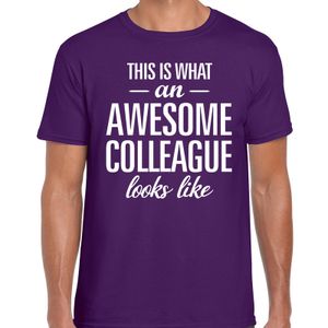 Awesome Colleague tekst t-shirt paars heren