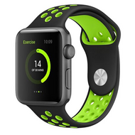 Sportbandje - Maat: S/M - Zwart + Groen - Geschikt voor Apple Watch 38mm / 40mm / 41mm