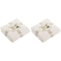 Fleece bankdeken/plaid - 2x - offwhite - 130 x 170 cm - 240 grams - pluisvrij - wasbaar