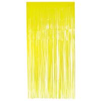 Boland Folie deurgordijn/feestgordijn - neon fluor geel - 100 x 200 cm - Versiering   - - thumbnail