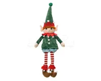 Kerstpop Elf Zittend Groen 60cm
