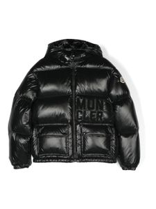 Moncler Enfant logo-appliqué quilted hooded jacket - Noir