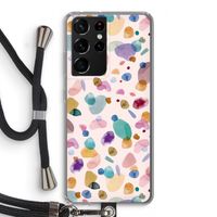 Terrazzo Memphis Pink: Samsung Galaxy S21 Ultra Transparant Hoesje met koord
