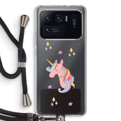 Roze eenhoorn: Xiaomi Mi 11 Ultra Transparant Hoesje met koord