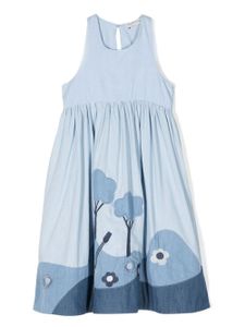 Stella McCartney Kids robe en chambray à design patchwork - Bleu