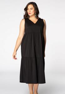 Yoek Dress stretch V-neck | Zwart | Maat 54/56