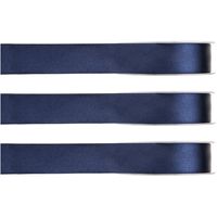 3x Hobby/decoratie navyblauwe satijnen sierlinten 1 cm/10 mm x 25 meter