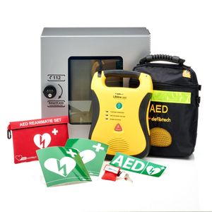 Defibtech Lifeline AED + buitenkast-Grijs met pin-Halfautomaat