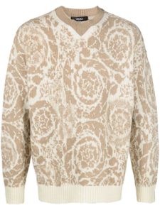 Versace pull en laine vierge à motif en intarsia - Tons neutres