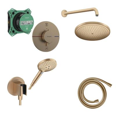 Hansgrohe Showerselect Doucheset - inbouwdeel - thermostaatkraan - hoofddouche - ecosmart - douchearm - handdouchehouder - doucheslang - handdouche - ecosmart - brushed bronze SW918119/SW918113/SW481756/SW545415/SW773885/SW528