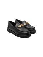 Moschino Kids mocassins en cuir à plaque logo - Noir - thumbnail