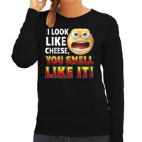 I look like cheese you smell like it emoticon fun trui dames zwart 2XL  - - thumbnail