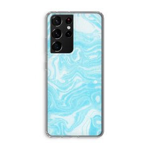 Waterverf blauw: Samsung Galaxy S21 Ultra Transparant Hoesje