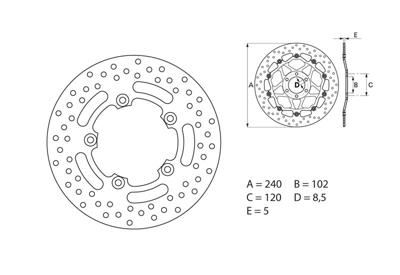 BREMBO Serie Oro remschijf, remschijven voor de moto, vast 68B40760