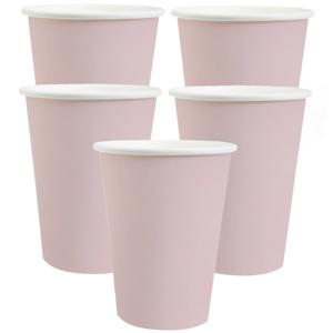 Santex feest/verjaardag bekertjes - 20x stuks - karton - lichtroze - 270 ml