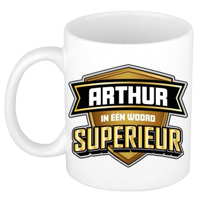 Naam mok Arthur - wit - Superieur - keramiek - 300 ml - cadeau collega beker Naam mok Arthur - wit - Superieur - keramiek - 300 ml - cadeau collega beker