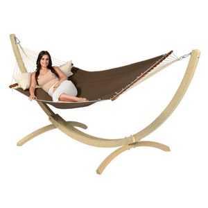Tropilex Hangmatset Double 'Wood & American' Brown - Bruin - Amerikaans, Spreidstok, Weerbestendig - 180 kg