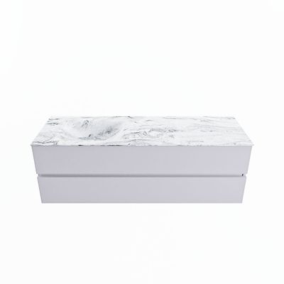 MONDIAZ VICA-DLUX 150cm badmeubel onderkast Cale 2 lades. Inbouw wastafel CLOUD links 1 kraangat, kleur Glace.