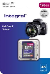 Integral geheugenkaart SDXC V30, 128 GB