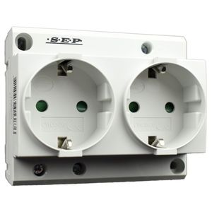 Din rail dubbel stopcontact 2p+PE SEP CWCD-2G voor in groepenkast of schakelkast