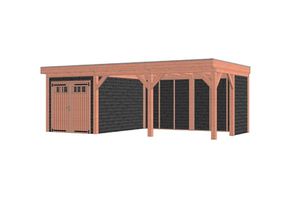Trendhout Buitenverblijf Refter XL 735x400 cm - Combinatie 1- Plat dak- Onbehandeld lariks Douglas hout- Trendhout